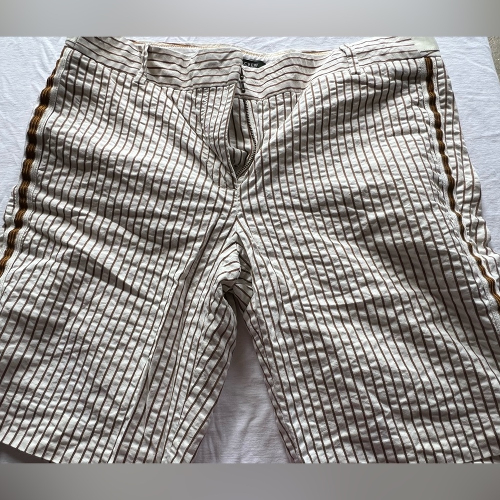 J. Crew Bermuda City Fit white and brown stripe cotton shorts